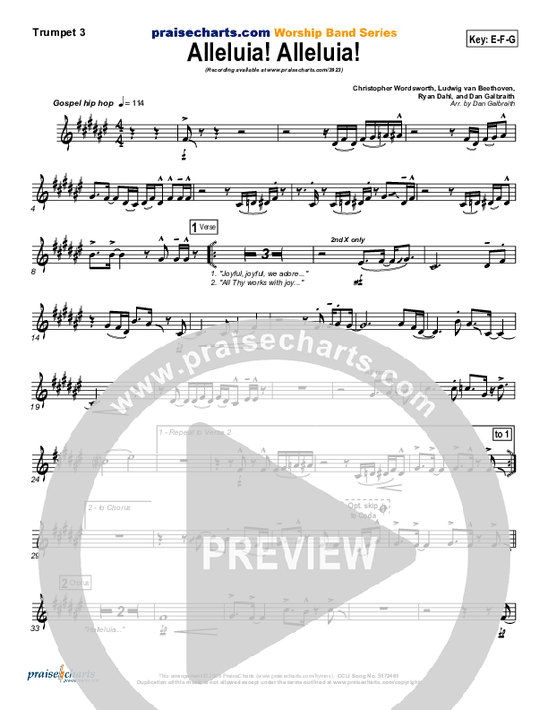 Alleluia Alleluia Trumpet 3 (PraiseCharts Band / Arr. Daniel Galbraith)