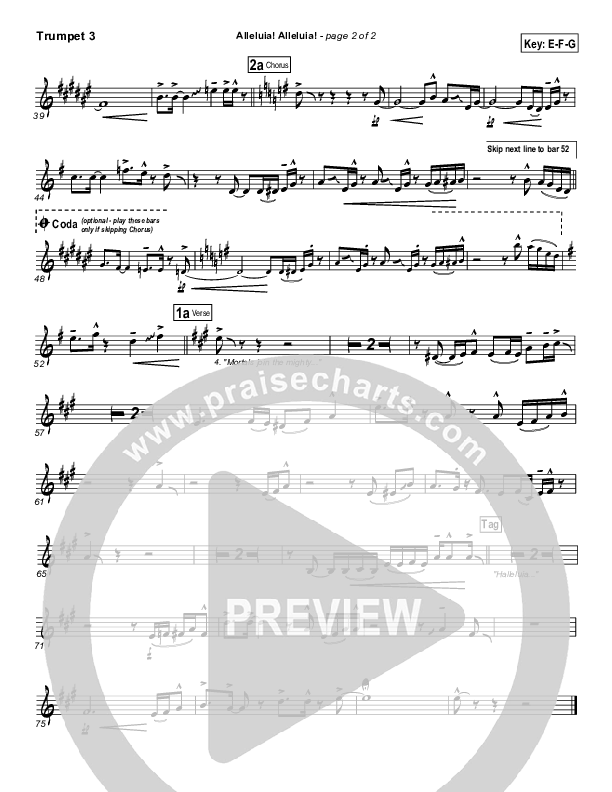 Alleluia Alleluia Trumpet 3 (PraiseCharts Band / Arr. Daniel Galbraith)