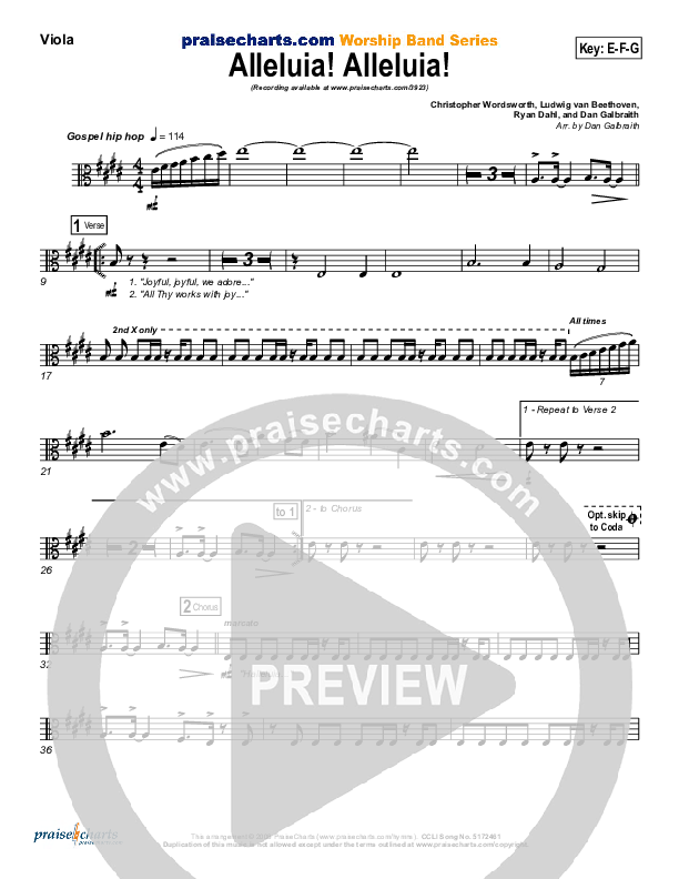 Alleluia Alleluia Viola (PraiseCharts Band / Arr. Daniel Galbraith)