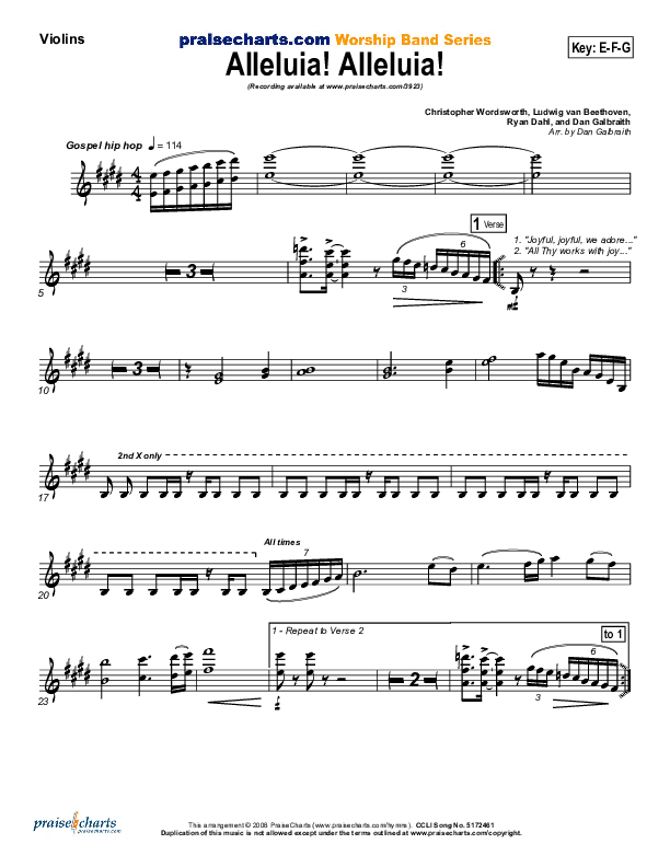 Alleluia Alleluia Violins (PraiseCharts Band / Arr. Daniel Galbraith)