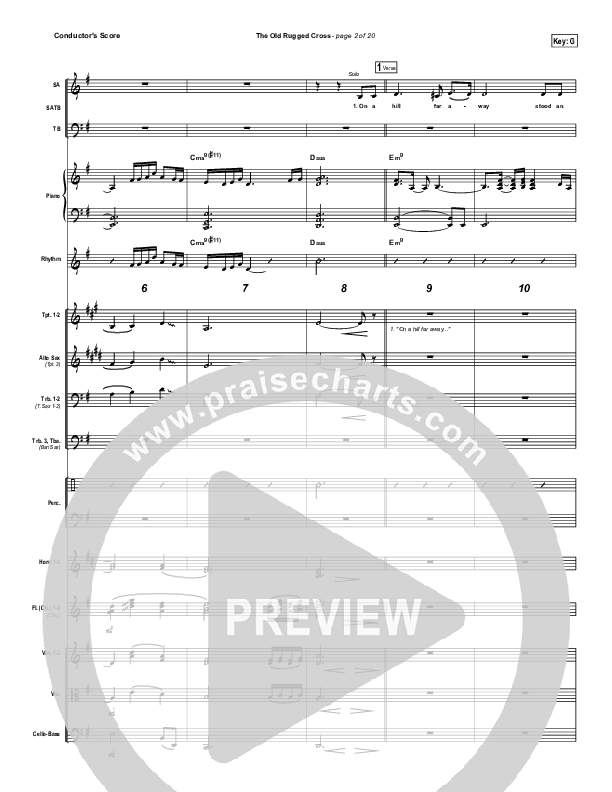 The Old Rugged Cross Conductor's Score (PraiseCharts Band / Arr. Daniel Galbraith)
