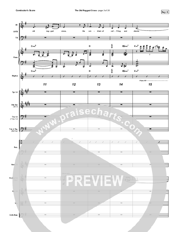 The Old Rugged Cross Conductor's Score (PraiseCharts Band / Arr. Daniel Galbraith)
