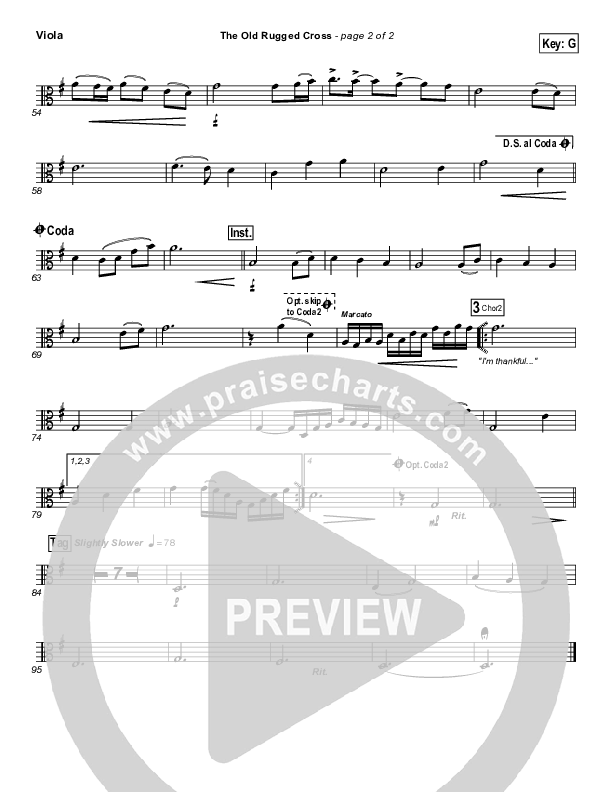 The Old Rugged Cross Viola (PraiseCharts Band / Arr. Daniel Galbraith)