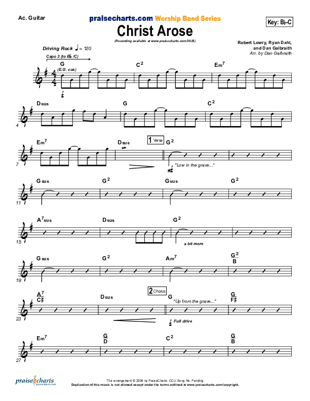 Christ Arose (He Is Lord Of Heaven) Acoustic Guitar (PraiseCharts Band / Arr. Daniel Galbraith)