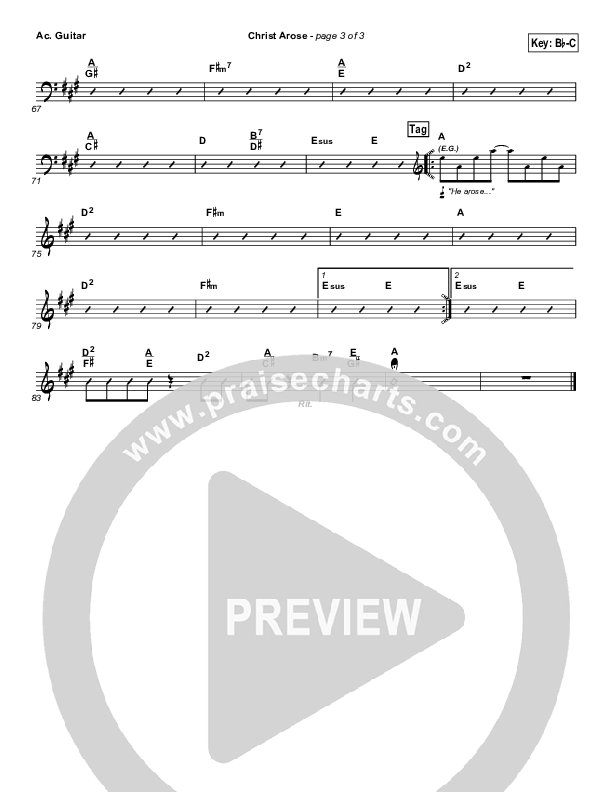 Christ Arose (He Is Lord Of Heaven) Acoustic Guitar (PraiseCharts Band / Arr. Daniel Galbraith)