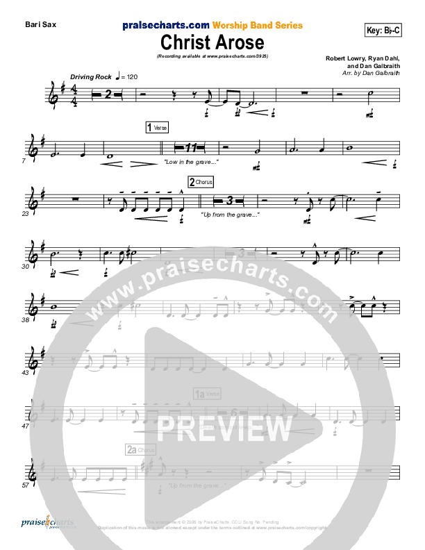 Christ Arose (He Is Lord Of Heaven) Bari Sax (PraiseCharts Band / Arr. Daniel Galbraith)