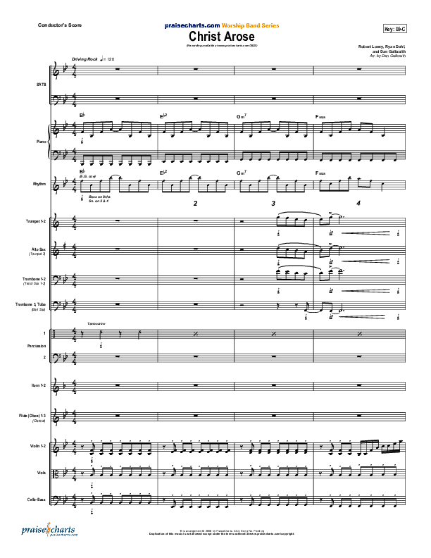 Christ Arose (He Is Lord Of Heaven) Conductor's Score (PraiseCharts Band / Arr. Daniel Galbraith)