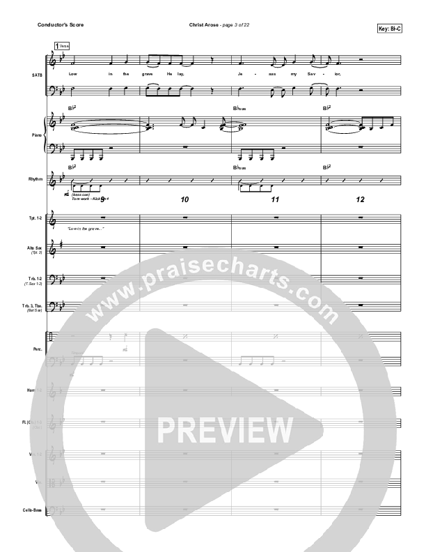 Christ Arose (He Is Lord Of Heaven) Conductor's Score (PraiseCharts Band / Arr. Daniel Galbraith)