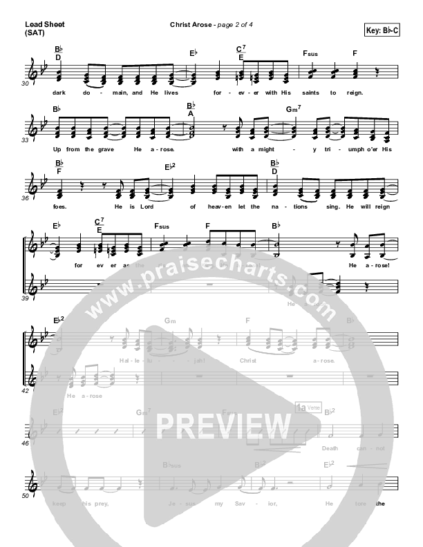 Christ Arose (He Is Lord Of Heaven) Lead Sheet (PraiseCharts Band / Arr. Daniel Galbraith)