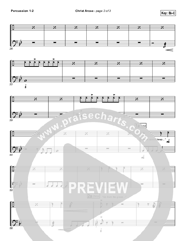 Christ Arose (He Is Lord Of Heaven) Percussion 1/2 (PraiseCharts Band / Arr. Daniel Galbraith)