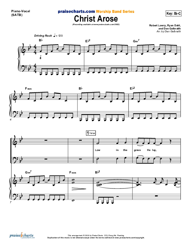 Christ Arose (He Is Lord Of Heaven) Piano/Vocal (PraiseCharts Band / Arr. Daniel Galbraith)
