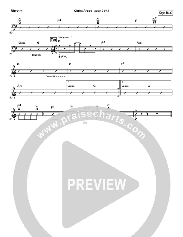 Christ Arose (He Is Lord Of Heaven) Rhythm Chart (PraiseCharts Band / Arr. Daniel Galbraith)