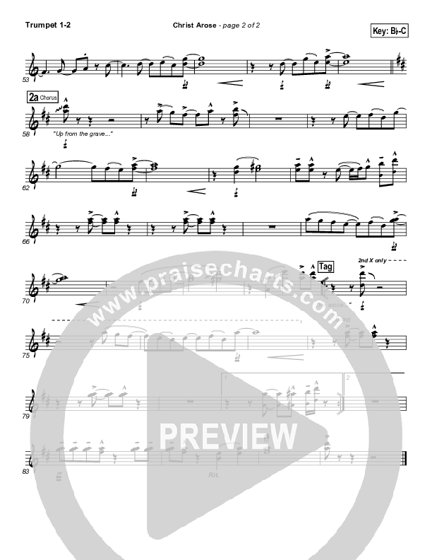 Christ Arose (He Is Lord Of Heaven) Trumpet 1,2 (PraiseCharts Band / Arr. Daniel Galbraith)