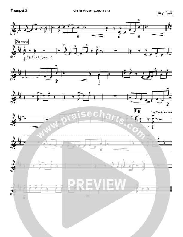 Christ Arose (He Is Lord Of Heaven) Trumpet 3 (PraiseCharts Band / Arr. Daniel Galbraith)