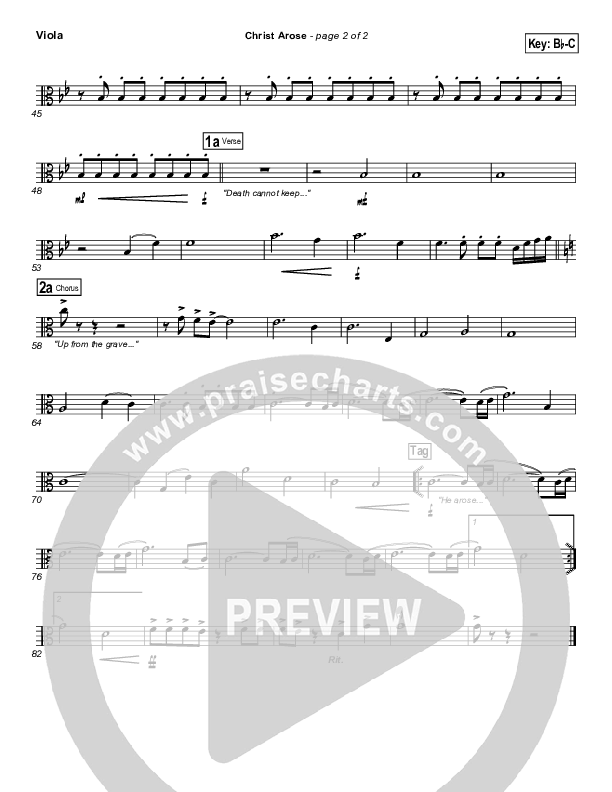 Christ Arose (He Is Lord Of Heaven) Viola (PraiseCharts Band / Arr. Daniel Galbraith)