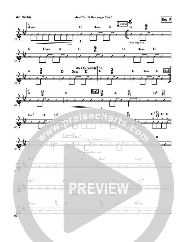 And Can It Be Acoustic Guitar (PraiseCharts Band / Arr. Daniel Galbraith)