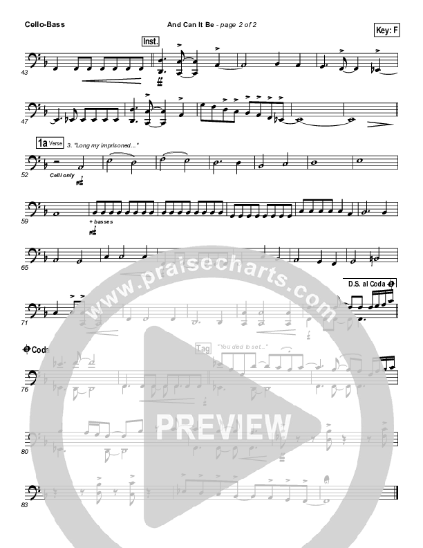 And Can It Be Cello/Bass (PraiseCharts Band / Arr. Daniel Galbraith)