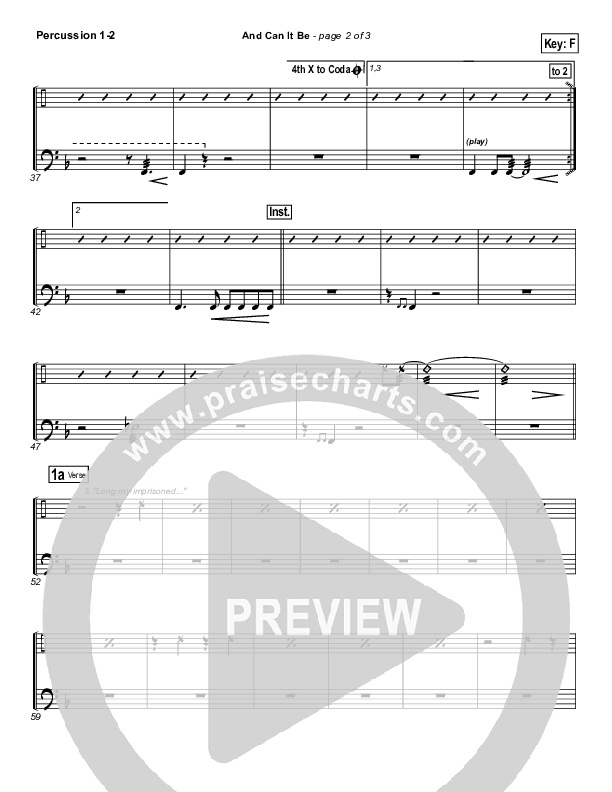 And Can It Be Percussion 1/2 (PraiseCharts Band / Arr. Daniel Galbraith)