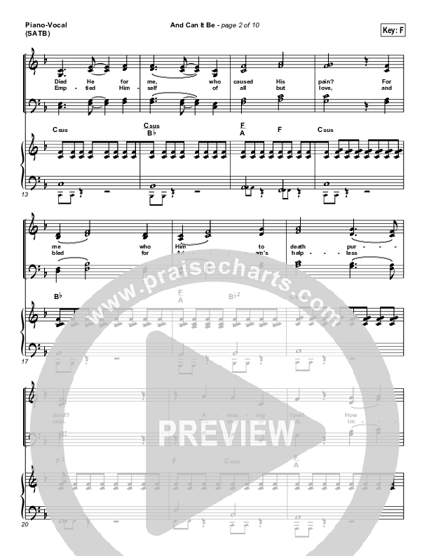 And Can It Be Piano/Vocal & Lead (PraiseCharts Band / Arr. Daniel Galbraith)