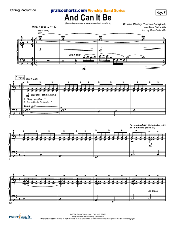 And Can It Be Synth Strings (PraiseCharts Band / Arr. Daniel Galbraith)