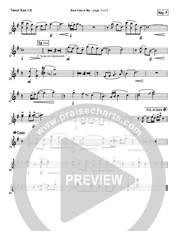 And Can It Be Tenor Sax 1/2 (PraiseCharts Band / Arr. Daniel Galbraith)