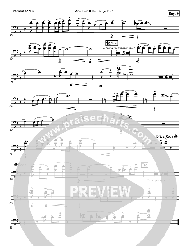 And Can It Be Trombone 1/2 (PraiseCharts Band / Arr. Daniel Galbraith)