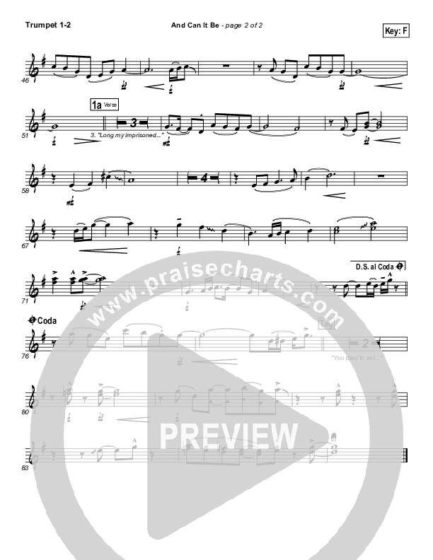 And Can It Be Trumpet 1,2 (PraiseCharts Band / Arr. Daniel Galbraith)