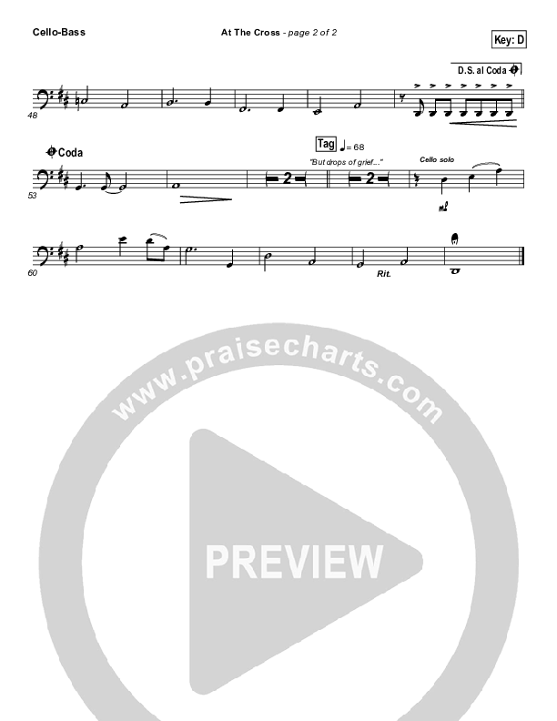 At The Cross Cello/Bass (PraiseCharts Band / Arr. Daniel Galbraith)