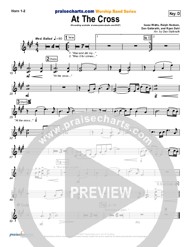 At The Cross French Horn 1/2 (PraiseCharts Band / Arr. Daniel Galbraith)