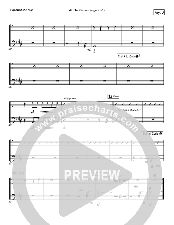 At The Cross Percussion (PraiseCharts Band / Arr. Daniel Galbraith)