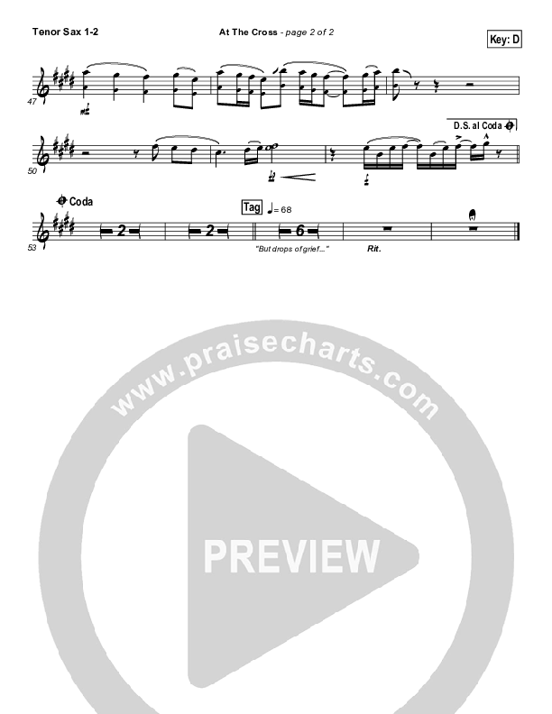 At The Cross Tenor Sax 1/2 (PraiseCharts Band / Arr. Daniel Galbraith)