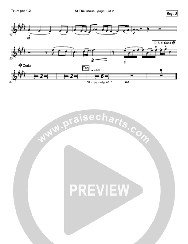 At The Cross Trumpet 1,2 (PraiseCharts Band / Arr. Daniel Galbraith)