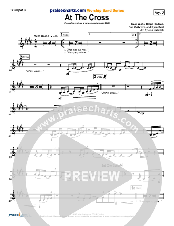 At The Cross Trumpet 3 (PraiseCharts Band / Arr. Daniel Galbraith)