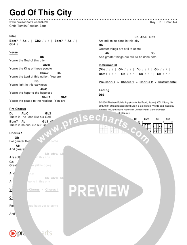 God Of This City Chord Chart