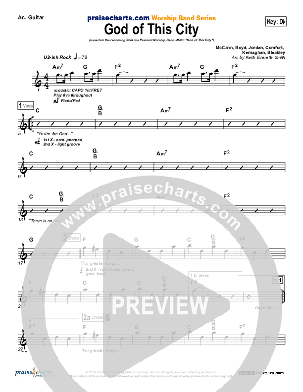 God Of This City Acoustic Guitar (Chris Tomlin / Passion)