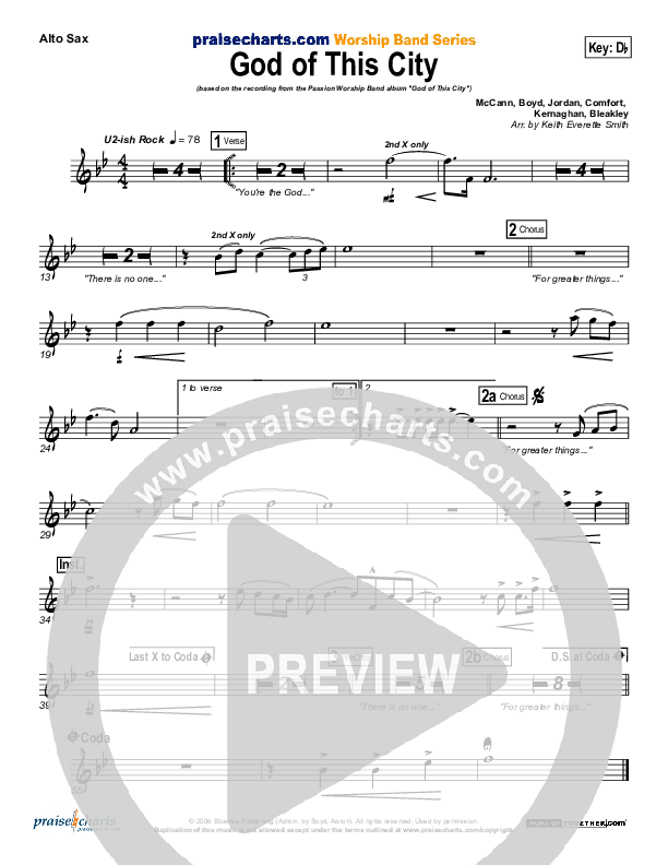 God Of This City Alto Sax (Chris Tomlin / Passion)