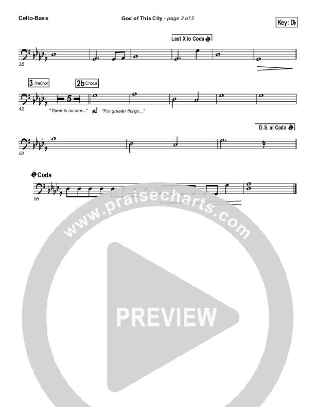 God Of This City Cello/Bass (Chris Tomlin / Passion)