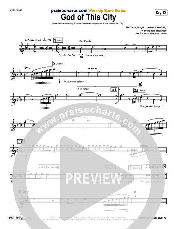 God Of This City Clarinet (Chris Tomlin / Passion)