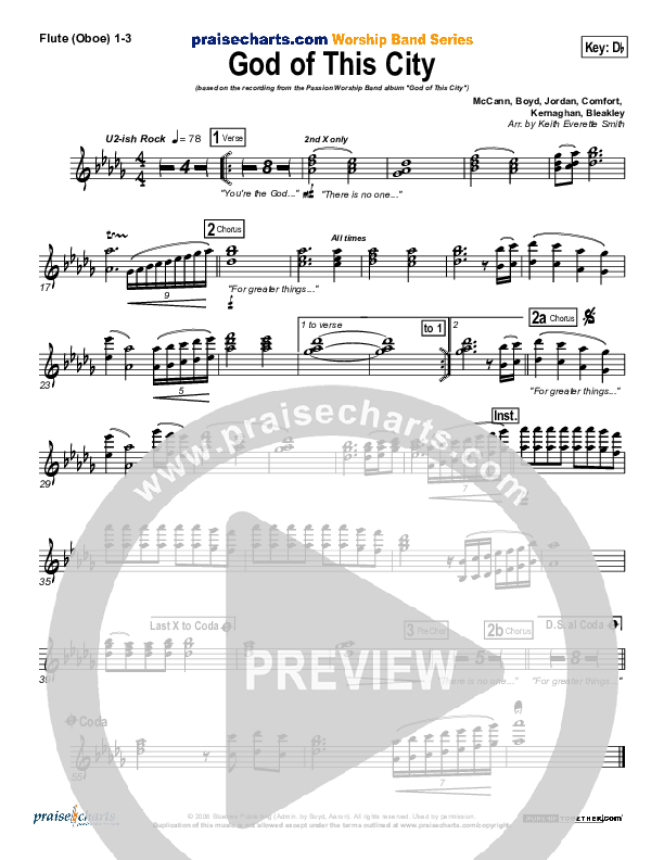 God Of This City Flute/Oboe 1/2/3 (Chris Tomlin / Passion)