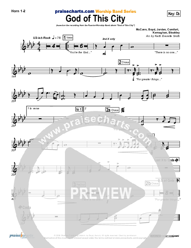 God Of This City French Horn 1/2 (Chris Tomlin / Passion)