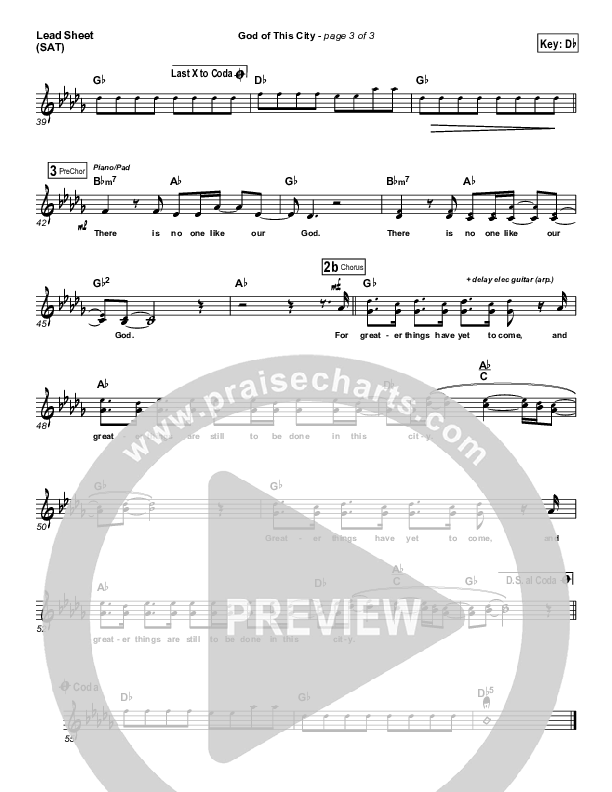 God Of This City Lead Sheet (SAT) (Chris Tomlin / Passion)