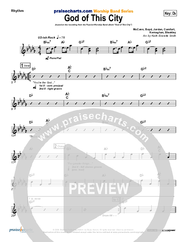 God Of This City Rhythm Chart (Chris Tomlin / Passion)