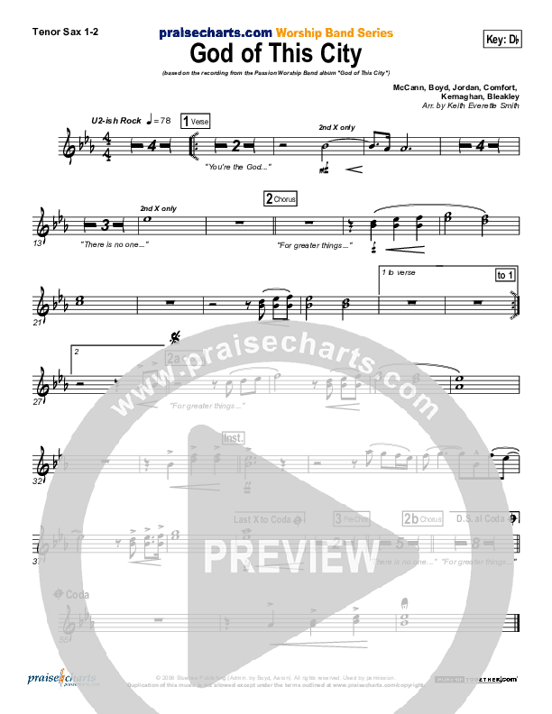God Of This City Tenor Sax 1/2 (Chris Tomlin / Passion)
