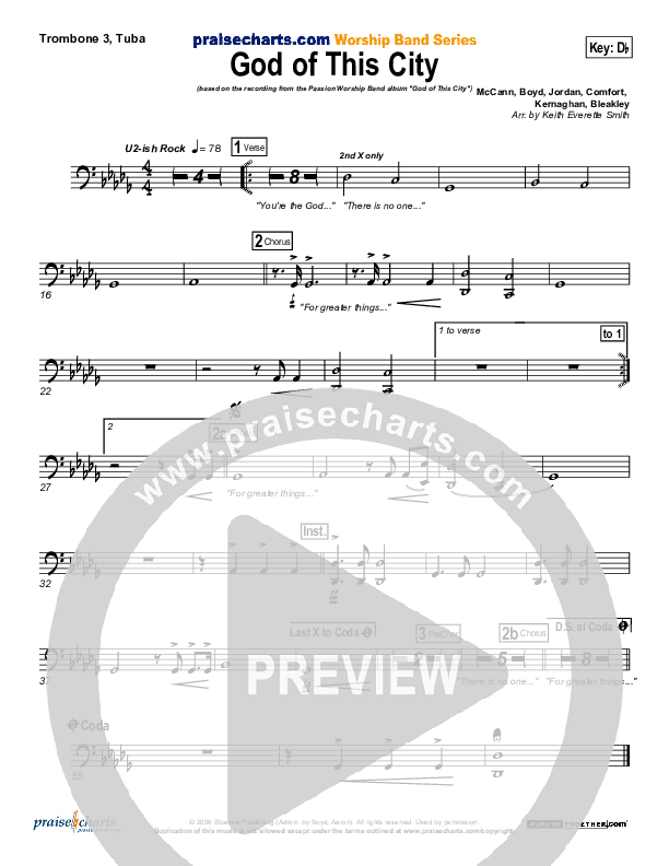 God Of This City Trombone 3/Tuba (Chris Tomlin / Passion)