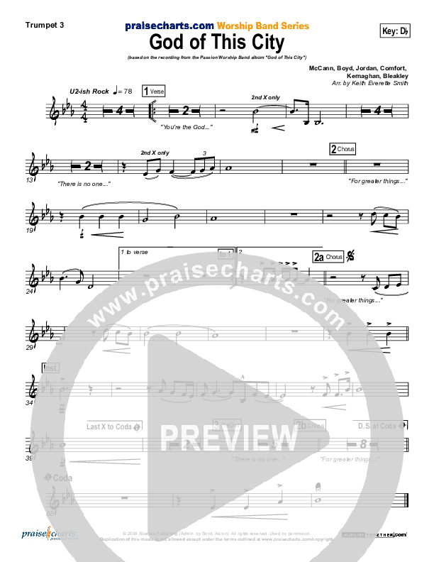 God Of This City Trumpet 3 (Chris Tomlin / Passion)