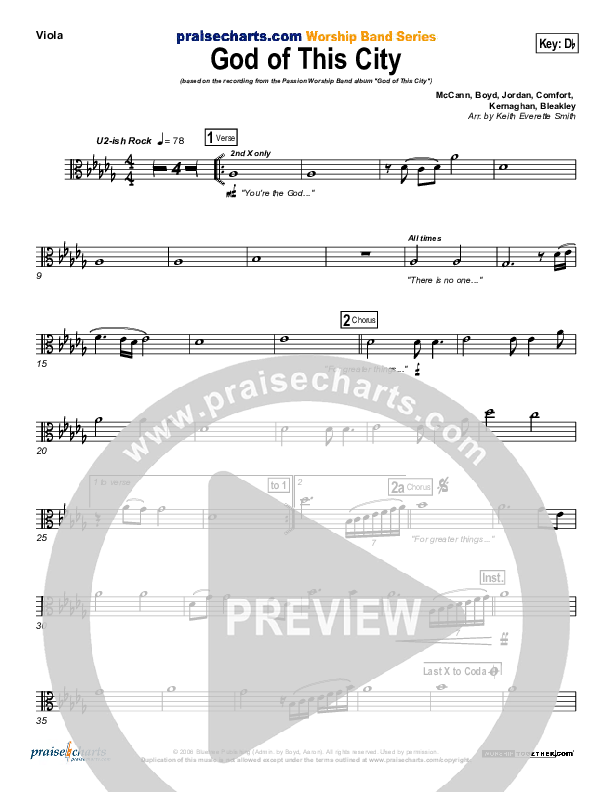 God Of This City Viola (Chris Tomlin / Passion)