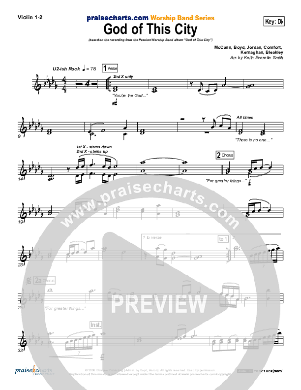 God Of This City Violin 1/2 (Chris Tomlin / Passion)