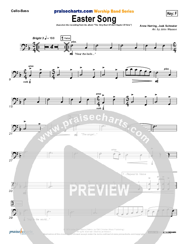 Easter Song Cello/Bass (2nd Chapter Of Acts)