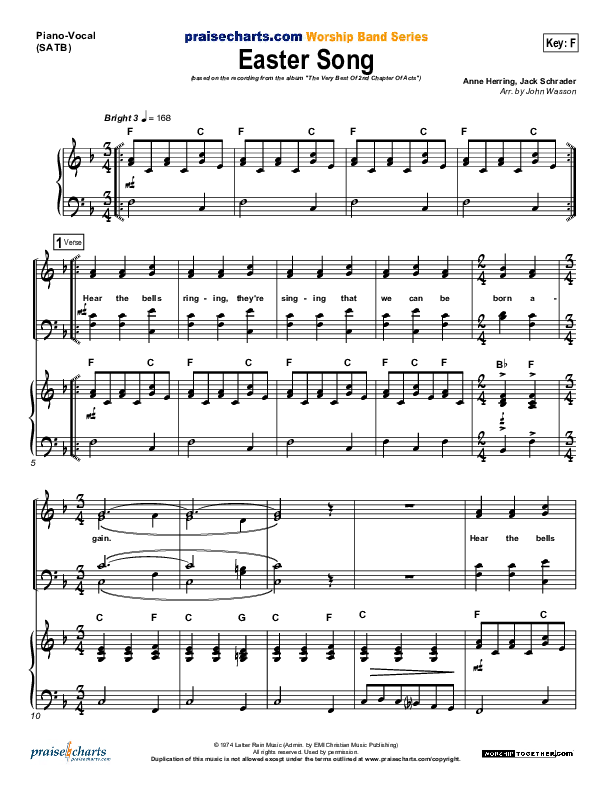 Easter Song Piano/Vocal (2nd Chapter Of Acts)