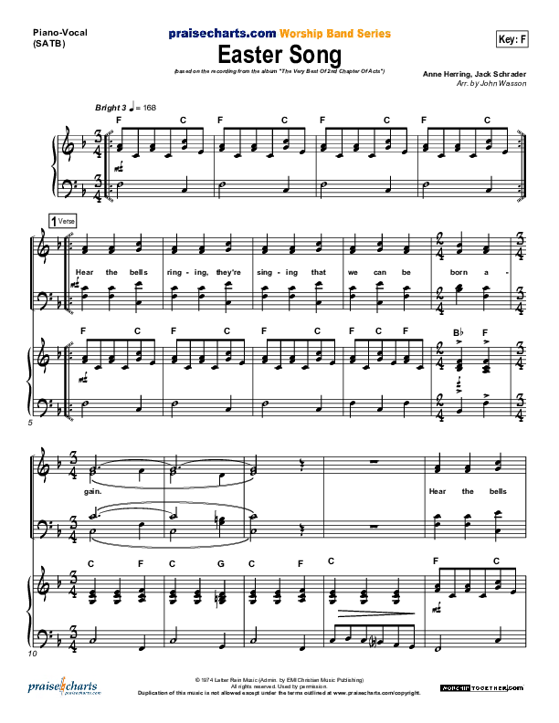 Easter Song Piano/Vocal (SATB) (2nd Chapter Of Acts)